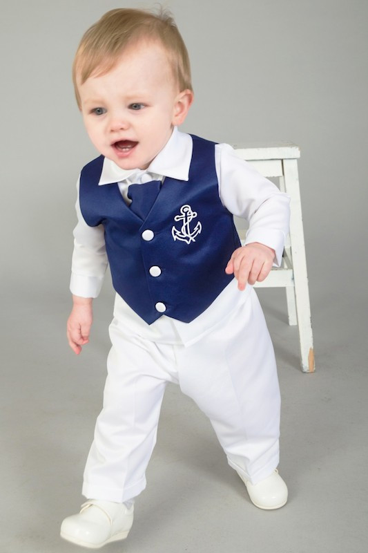 Baby Boys Navy with White Nautical Wedding Suit | Charles Class